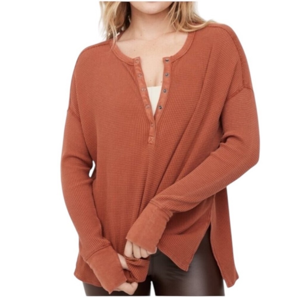 offline by aerie Wow! Waffle Henley Tee